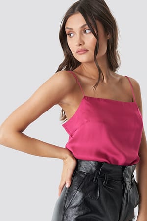 Bright Pink Satynowy Top