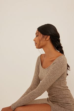 Brown melange Robe fendue