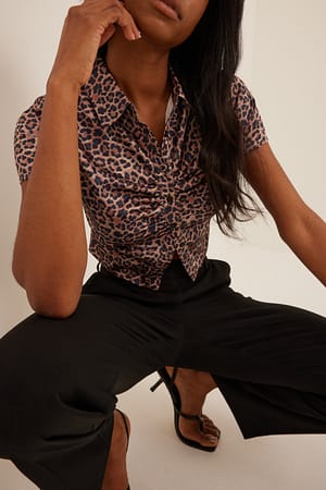Leopard Bedrucktes Satin-Hemd