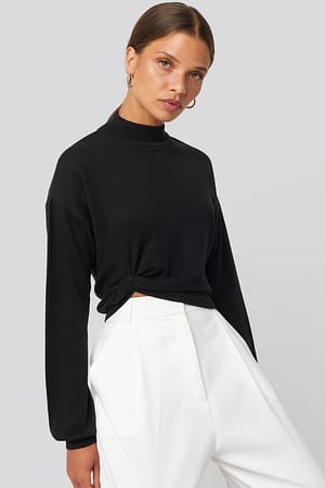 Black Side Twisted Sweater