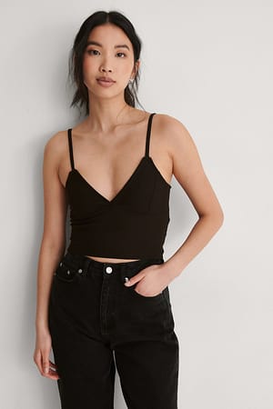Dark Brown Strap Crop Top