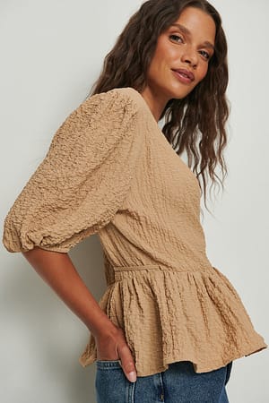 Beige Haut cache-cœur structuré
