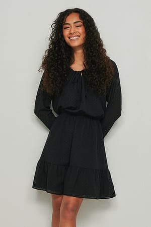 Black Tie Chest Dobby Dress