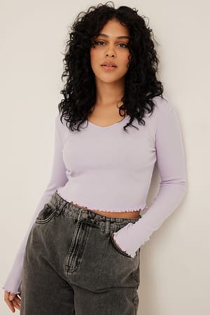 Lilac V-Neck Babylock Top