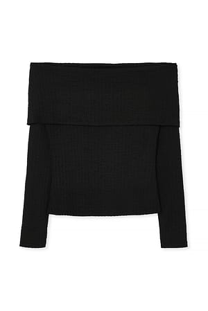 Black Off Shoulder Structured Top