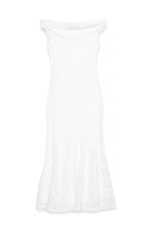 White Off Shoulder Midi Lace Dress