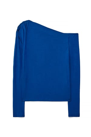 Navy Schulterfreies Jersey-Oberteil