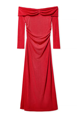 Red Maxikleid mit Offshoulder