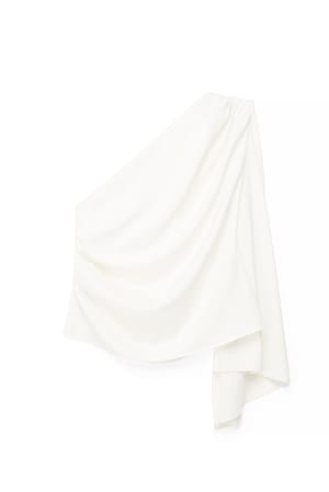 White Einseitig schulterfreies Oberteil