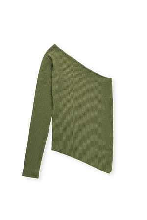 Olive Green Enarmet topp i jersey