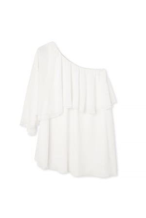 White Chiffon asymmetrische mini-jurk met one-shoulder
