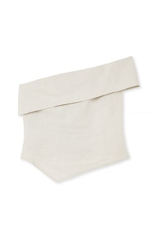 Beige Top de una manga de mezcla de lino