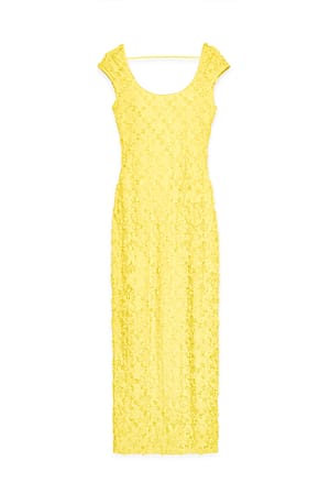 Yellow Open Back Lace Maxi Dress
