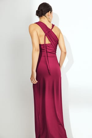 Wine Red Open Back Maxi Dress