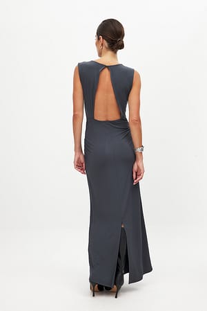 Grey Open Back Maxi Dress