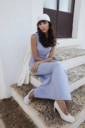 Dusty Blue Open Back Maxi Dress