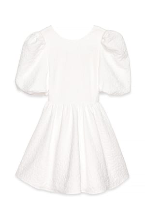 White Open Back Puff Sleeve Mini Dress
