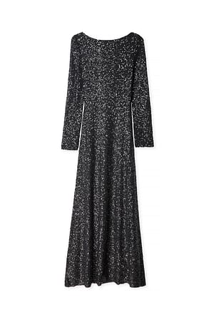Grey Maxi robe à paillettes dos ouvert