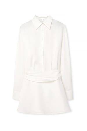 White Open Tie Back Shirt Dress