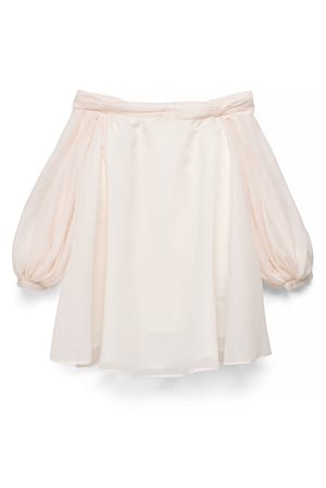 Offwhite Off-Shoulder-Minikleid aus Organza
