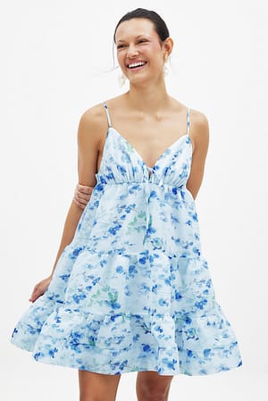 Floral Organza Strap Mini Dress