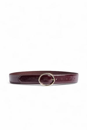 Aburgine Comb Oval Buckle Leather Padded Belt