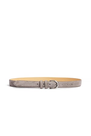 Grey Oval Buckle Suede Belt