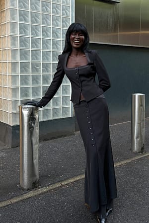 Black Jupe longue cache-cœur