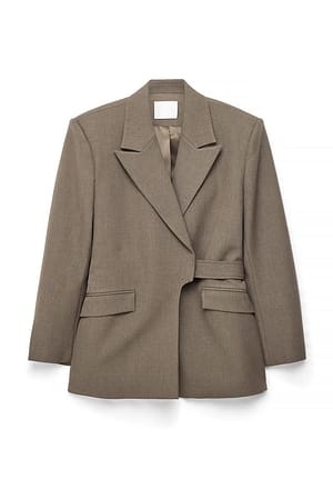 Dark Brown Oversized blazer med bæltedetalje