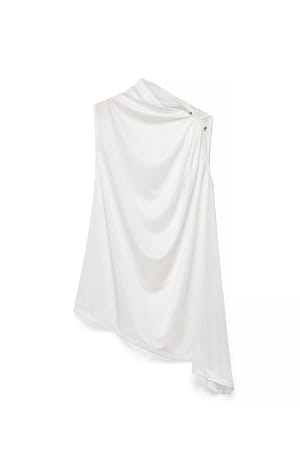 White Oversized Buckle Top