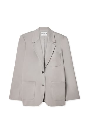Grey Blazer oversize à poches plaquées