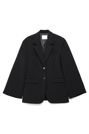 Black Oversized Blazer With Wide Sleeves