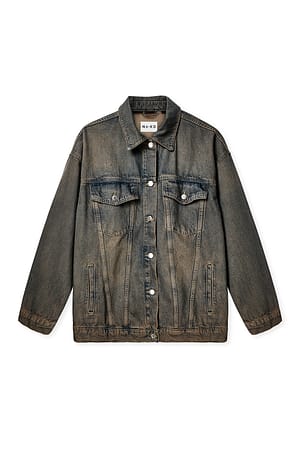 Dark Blue Oversized klassisk jakke i denim
