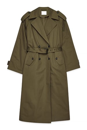 Khaki Gabardina clásica oversize