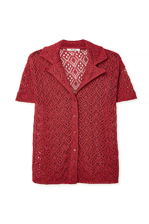 Red Oversized hæklet skjorte