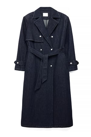 Dark Blue Oversized Denim Trenchcoat
