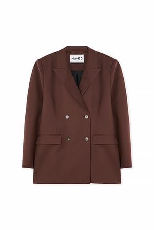 Brown Oversized blazer met dubbele knopenrij