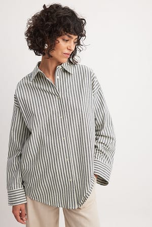 Navy Stripe Oversized zwaar katoenen overhemd