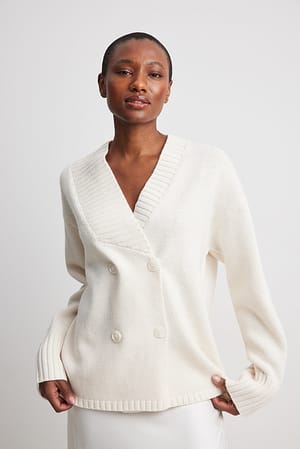 Off White Schwere Oversize-Strickjacke