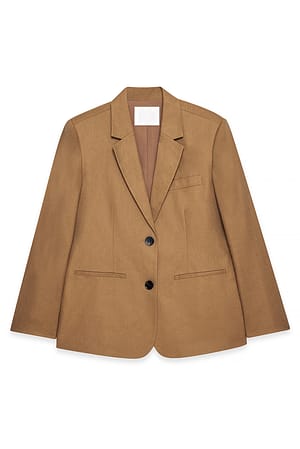 Dark Beige Regular Linen-Blend Blazer