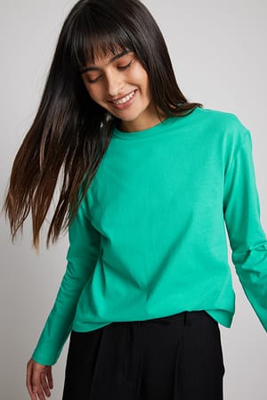 Turquoise Oversized top met lange mouwen van biologisch katoen