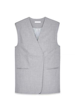 Grey Oversized longline gilet