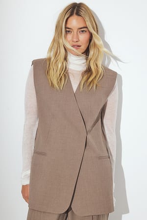 Brown Oversized långlinjeväst