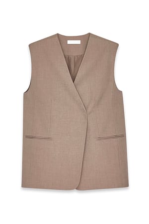 Brown Oversized Longline Vest