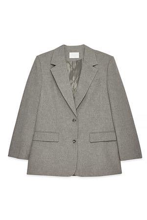 Greige Blazer oversize en tissu mélangé