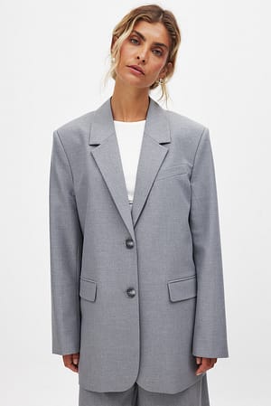 Light Grey Oversized gemêleerde blazer