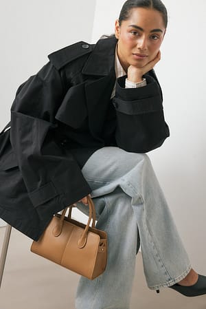 Black Oversize-Midi-Trenchcoat