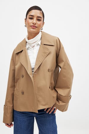 Beige Oversized kort trenchcoat
