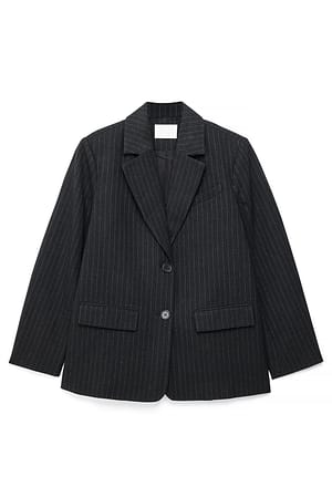 Grey Stripe Oversized strukturert stripete blazer