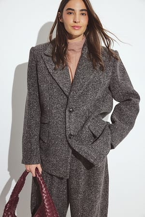 Grey Melange Oversized blazer van wolmix